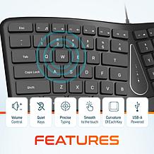 Delton KB250 USB Ergonomic Keyboard and Wrist Rest