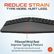 Delton KB250 Wireless Ergonomic Keyboard and Wrist Rest