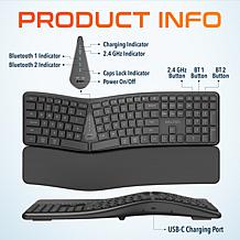 Delton KB250 Wireless Rechargeable Ergonomic Keyboard and Wrist Rest
