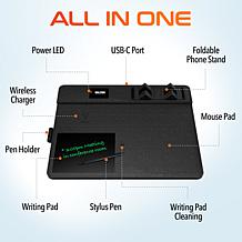 Delton Wireless Charger + Digital Notepad Mouse Pad w/ Wireless Mouse