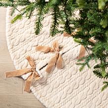 Deluxe Reversible Milk Coffee Faux Marten Fur Christmas Tree Skirt 60"