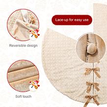 Deluxe Reversible Milk Coffee Faux Marten Fur Christmas Tree Skirt 60"