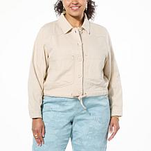 Democracy Button Down Tie-Front Denim Twill Jacket