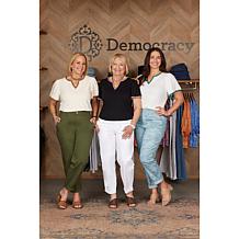 Democracy Crochet Trim Bell-Sleeve Knit Top
