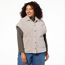 Democracy Drop Shoulder Plush Button Front Vest