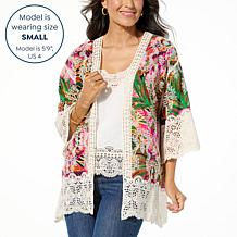 Democracy Embroidered Crochet-Trim Topper