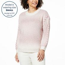 Democracy Long Blouson Sleeve Ombré Striped Sweater