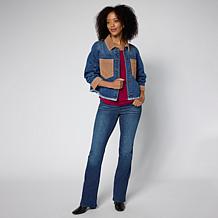 Democracy Mixed Media Ruched Sleeve Denim Jacket