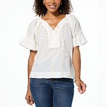 Democracy Woven Bubble-Sleeve Top
