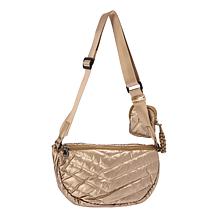 Denise Austin Chevron Quilted Crescent Crossbody Bag
