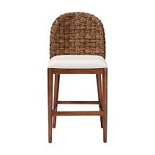 Denver Bohemian Acacia Wood Counter Stool with Seagrass Back