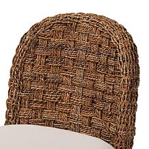 Denver Bohemian Acacia Wood Counter Stool with Seagrass Back