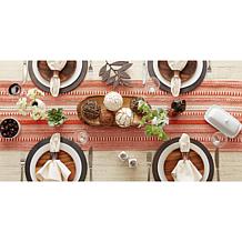 Design Imports 15" x 108" Braided Stripe Fringed Table Runner