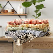Design Imports 15" x 72" Braided Stripe Fringed Table Runner