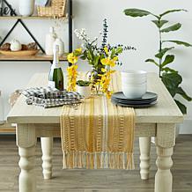 Design Imports 15" x 72" Braided Stripe Fringed Table Runner