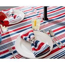 Design Imports 52" Patriotic Stripe Round Outdoor Tablecloth w/Zipper