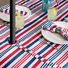Design Imports 60" Patriotic Stripe Round Outdoor Tablecloth w/Zipper