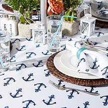 Design Imports 60" x 84" Anchors Print Outdoor Tablecloth with Zipper