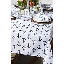 Design Imports 60" x 84" Anchors Print Outdoor Tablecloth with Zipper
