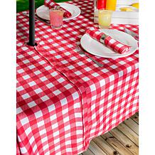 Design Imports 60" x 84" Red Check Outdoor Tablecloth with Zipper