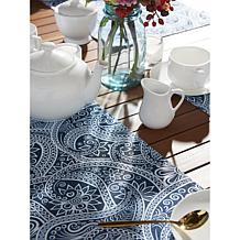 Design Imports Blue Paisley Print Outdoor Reversible Placemat Set of 6
