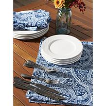 Design Imports Blue Paisley Print Outdoor Reversible Placemat Set of 6