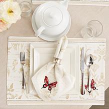 Design Imports Botanical Butterfly Embroidered Napkin 6-pack