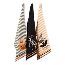 Design Imports Halloween Embellished Kitchen Towel Set of 3
