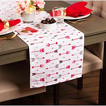 Design Imports Hearts and Arrow Print Table Runner - 14" x 108"