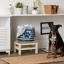 Design Imports Polyester Rectangle Stripe Paw Patch Pet Bin Medium