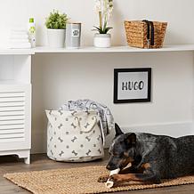 Design Imports Polyester Round Pet Bin Paws & Bones Medium