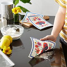 Design Imports Set of 3 Butterfly Folk Swedish Dishcloths