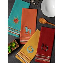 Design Imports Southwest Embellished Kitchen Towel Set of 4