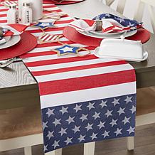 Design Imports Stars and Stripe 14" x 72" Jacquard Table Runner