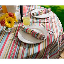 Design Imports Summer Stripe Outdoor Round Tablecloth w/Zipper - 60"
