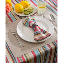Design Imports Summer Stripe Outdoor Tablecloth w/Zipper - 60" x 120"