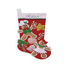 Design Works Felt Stocking Applique Kit 18 Long - Gingerbread Friends
