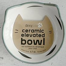DexyPaws Elevated Ceramic Cat Bowl - White & Black Floral