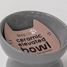 DexyPaws Iridescent Elevated Ceramic Cat Bowl - Grey 7oz
