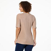 DG2 by Diane Gilman Asymmetric Metallic Knit Top
