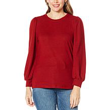 DG2 by Diane Gilman Brushed Jersey Knit Puff-Sleeve Top