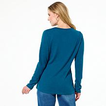 DG2 by Diane Gilman Brushed Knit Twist Front Long-Sleeve Top