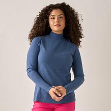 DG2 by
Diane Gilman Brushed Sweater Knit Keyhole Back Mock-Neck Top