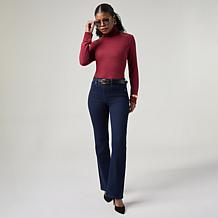 DG2 by Diane Gilman Brushed Sweater Knit Turtleneck Top with PU Det...