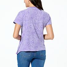 DG2 by Diane Gilman Burnout Tee with Snap Detail