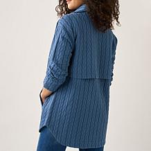 DG2 by Diane Gilman Cable Jacquard Terry Shawl Collar Jacket