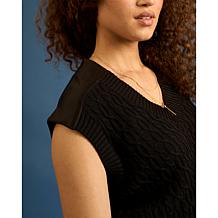 DG2 by Diane Gilman Cable Knit Sweater Vest with Just Like Silk Trim