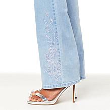 DG2 by Diane Gilman Classic Stretch Denim Embroidered Bootcut Jean