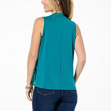 DG2 by Diane Gilman Clipped Jacquard Twist-Neck Easy Tank