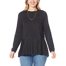 DG2 by Diane Gilman Combo Pleated Peplum Top